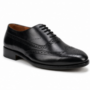 Black Leather Wingtip Brogue Oxford Shoes