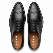 Black Leather Wingtip Brogue Oxford Shoes
