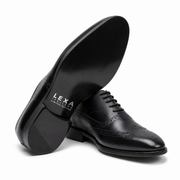 Black Leather Wingtip Brogue Oxford Shoes