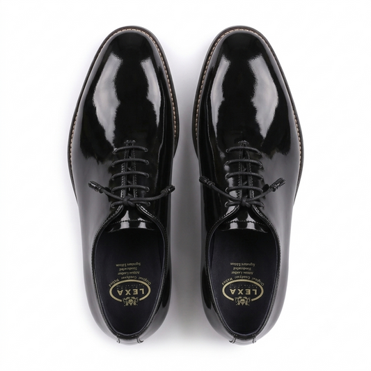 Black Patent Leather Oxford Shoes for Men