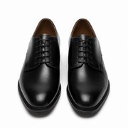 Black Vegano Plain Toe Derby Shoes for Men