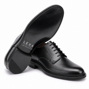 Black Vegano Plain Toe Derby Shoes for Men