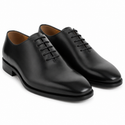 Black leather formal Oxford shoes for men with a polished finish