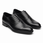 Black leather Oxford dress shoes for men