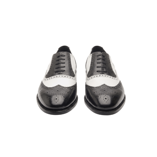 Black & White Leather Wingtip Brogue Shoes for Men