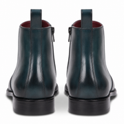 Blue Patina Leather Ankle Boots for Men