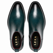 Blue Patina Leather Ankle Boots for Men