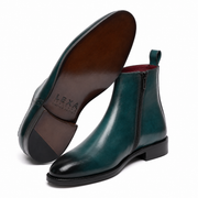 Blue Patina Leather Ankle Boots for Men