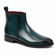 Blue Patina Leather Ankle Boots for Men