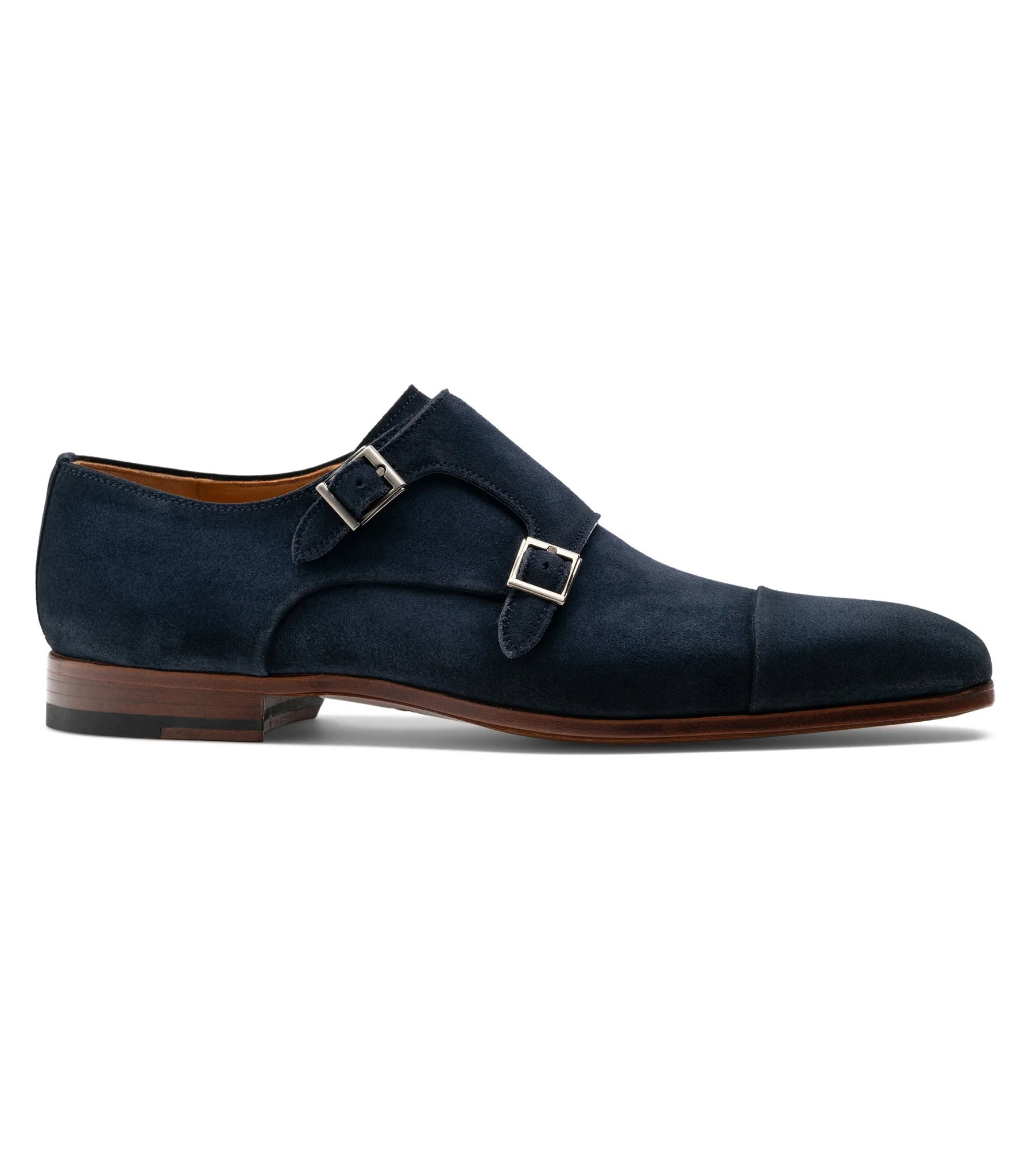 Blue Suede Gariton Monk Strap Shoes