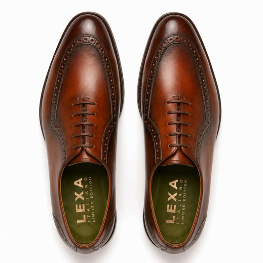 Brown Apron Toe Wholecut Oxford Shoes