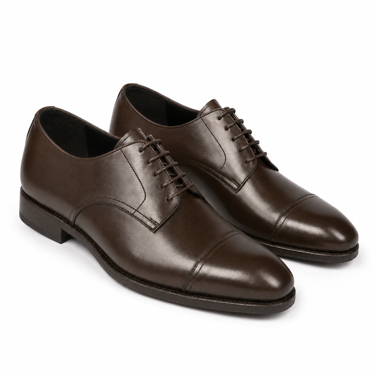 Dark brown leather Derby shoes for men with classic lace-up design