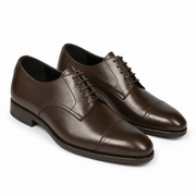 Dark brown leather Derby shoes for men with classic lace-up design