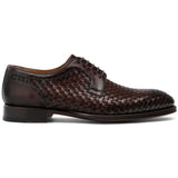 Dark Brown Woven Derby Shoes for Men