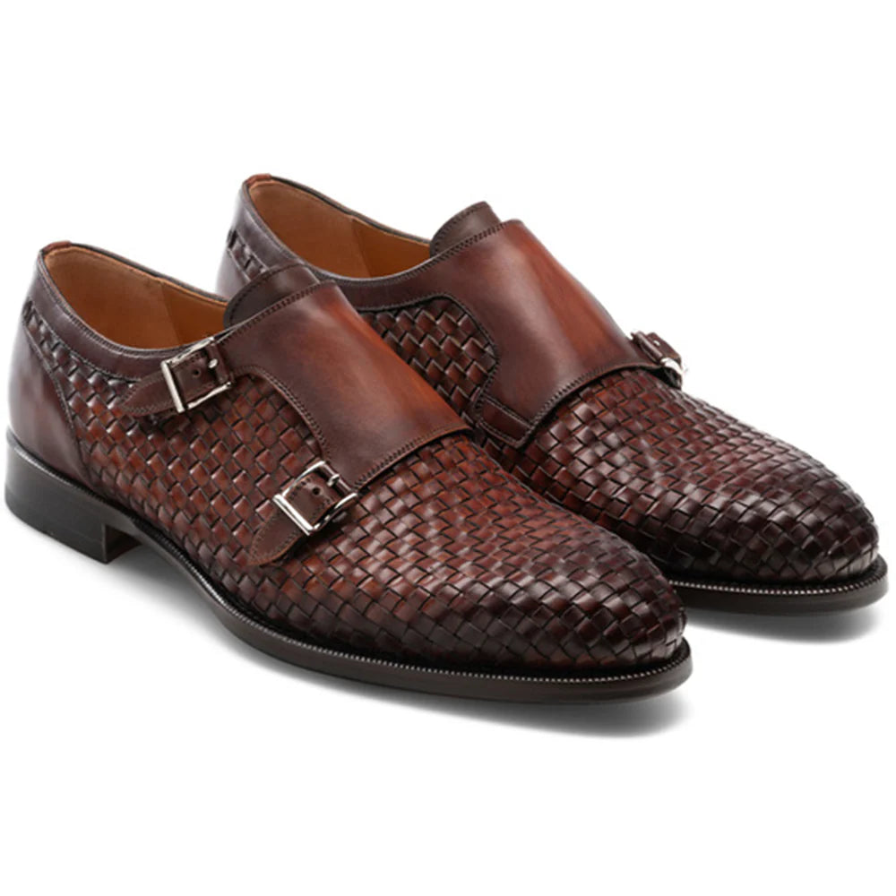 Brown Braided Leather Holloway Monk Straps