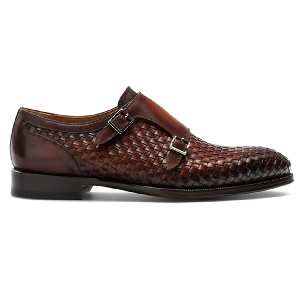 Brown Braided Leather Holloway Monk Straps