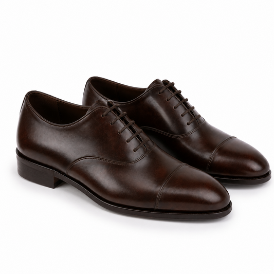 Brown Cap Toe Oxford Shoes for Men – Handcrafted Leather