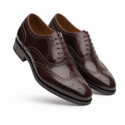 Brown Leather Brogue Oxford Shoes for Men