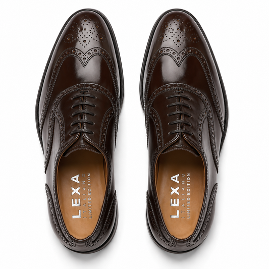 Brown Leather Brogue Oxford Shoes for Men