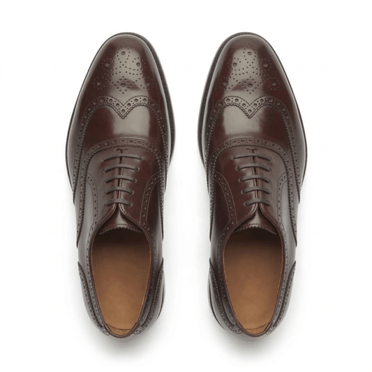 Brown Leather Brogue Oxford Shoes for Men