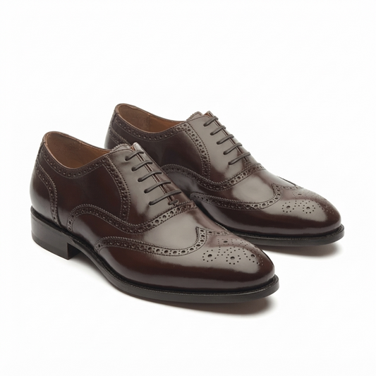 Brown Leather Brogue Oxford Shoes for Men