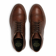 Top view of brown leather lace-up ankle boots for men