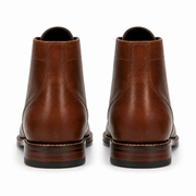 Back view of brown leather ankle boots for men