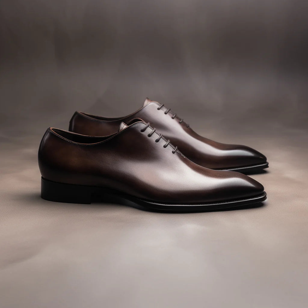 Black Leather Nandes Pointed Oxford Shoes