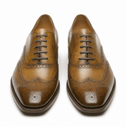 Brown Leather Cedara Brogue Wingtip Oxfords - Formal Shoes