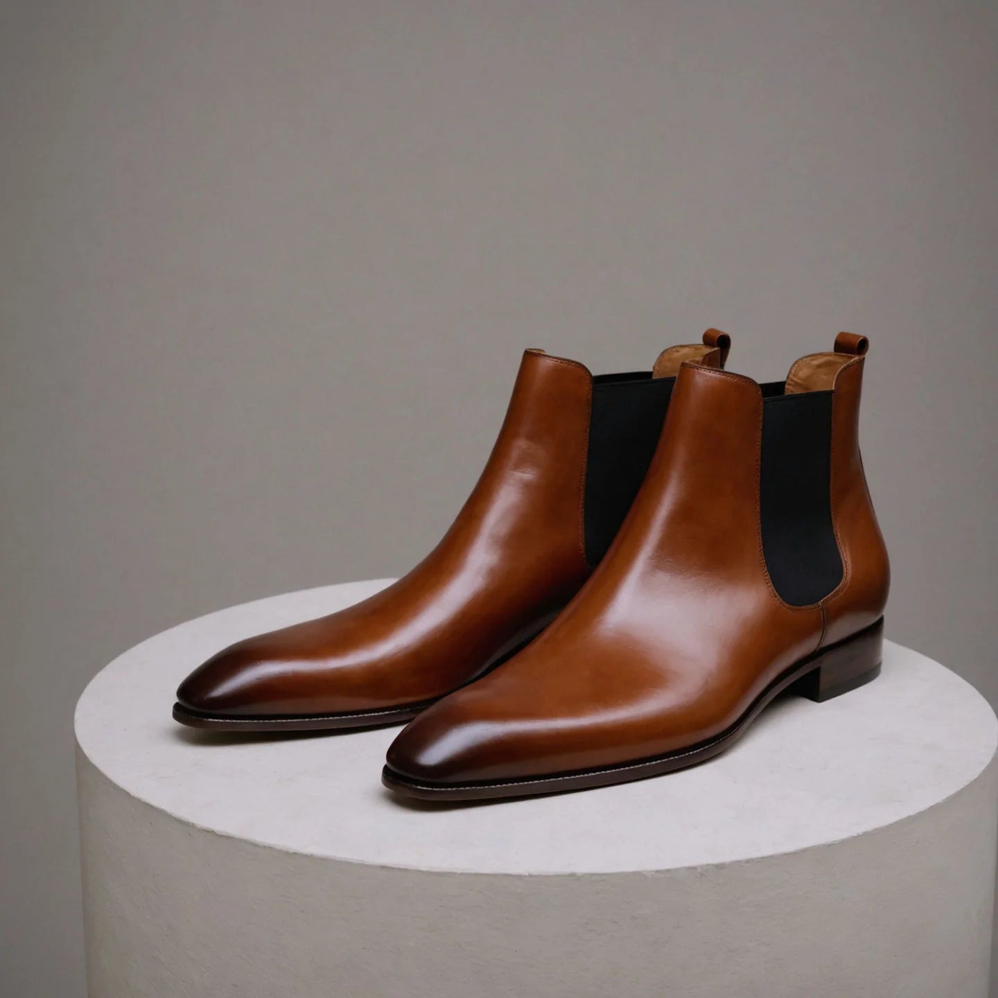 Black Leather Lucca Slip On Chelsea Boots