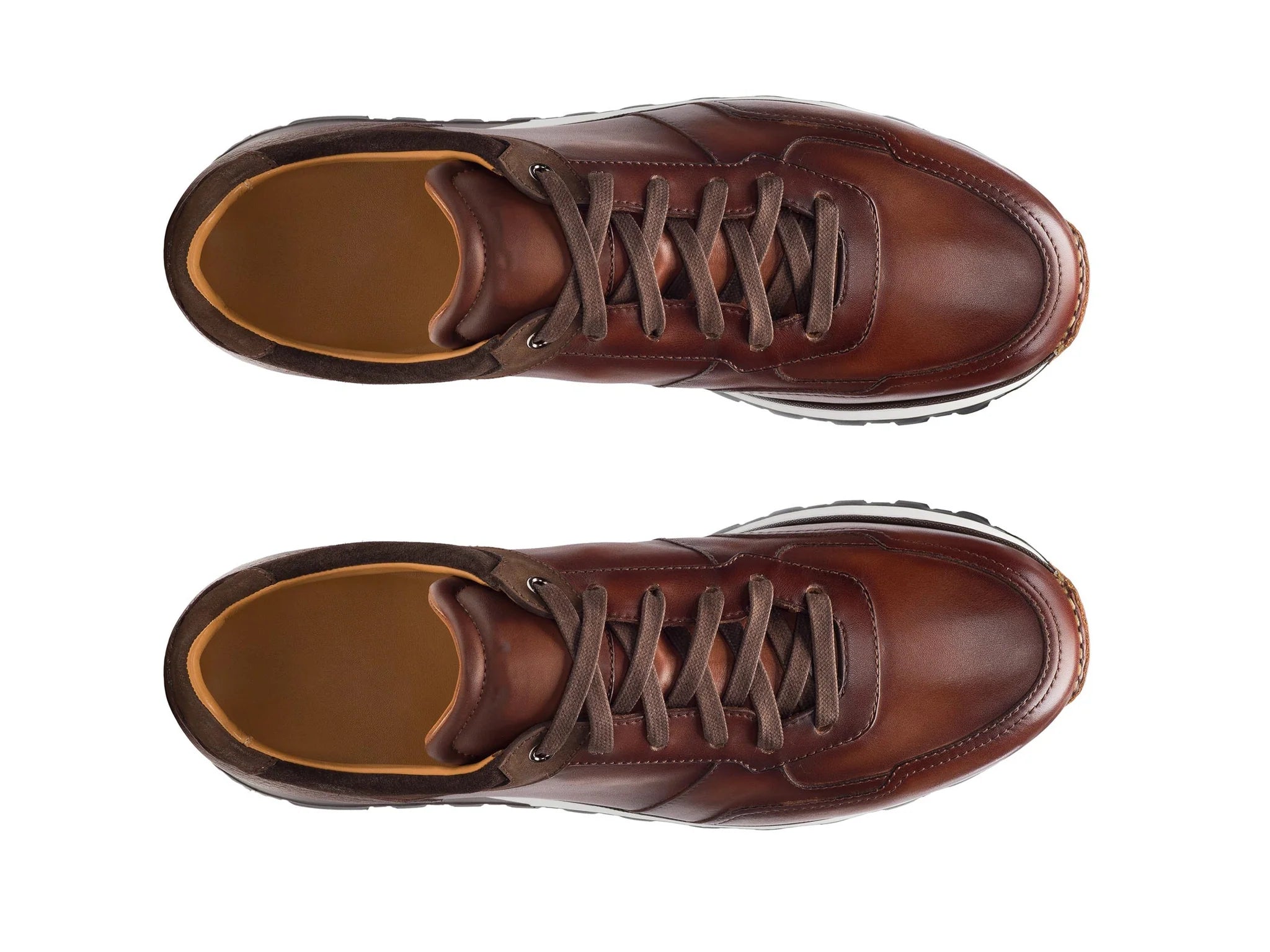 Brown Leather Nausori Lace Up Running Sneaker Shoes