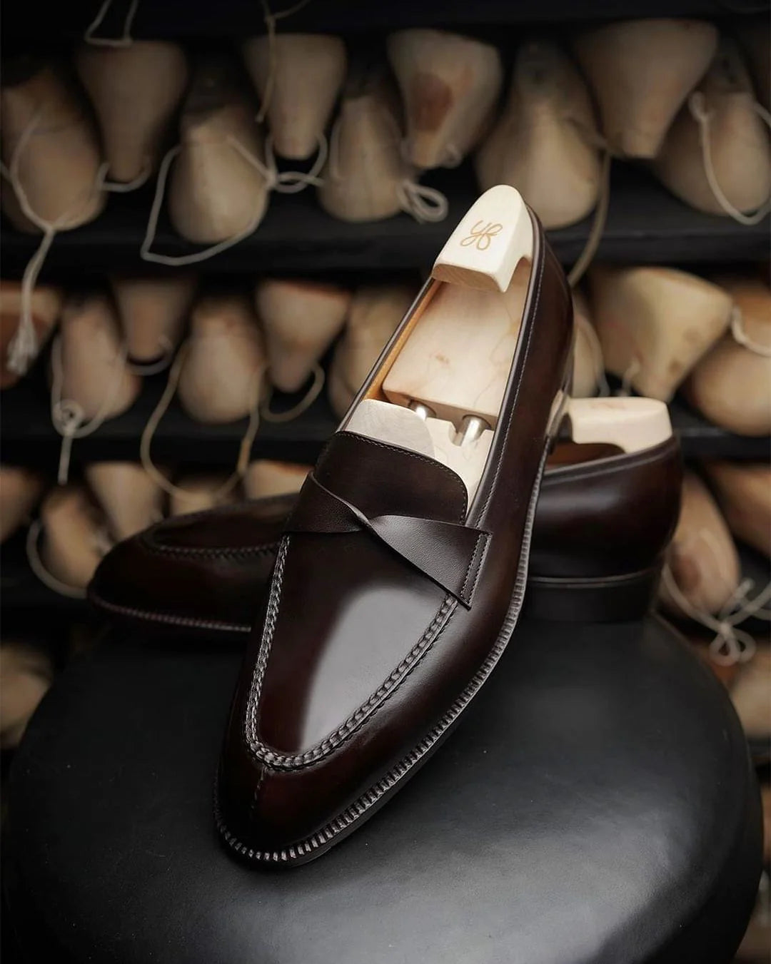 Brown Leather Nereida Love Knot Loafers - Formal Shoes - SS23