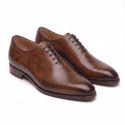 Brown leather Oxford shoes for men, handcrafted formal dress shoes