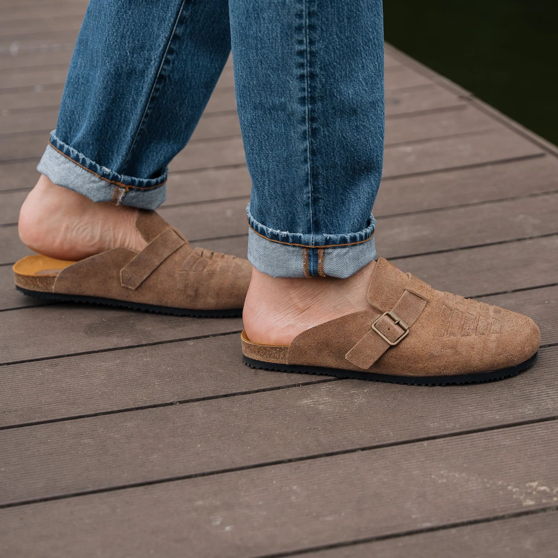 Brown Leather Slide Comfort Mule Clogs Loafers