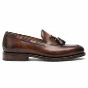 Brown Leather Tassel Loafers for Men