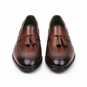 Brown Leather Tassel Loafers for Men
