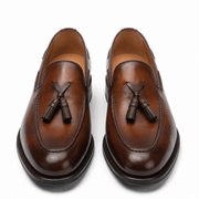 Brown Leather Tassel Loafers for Men