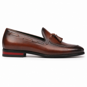 Brown Leather Tassel Loafers for Men