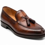 Brown Leather Tassel Loafers for Men