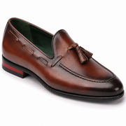 Brown Leather Tassel Loafers for Men