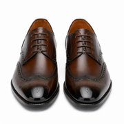 Brown Leather Wingtip Brogue Derby Shoes for Men