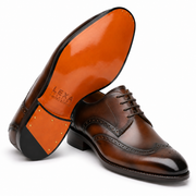 Brown Leather Wingtip Brogue Derby Shoes for Men