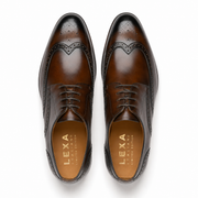 Brown Leather Wingtip Brogue Derby Shoes for Men