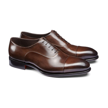 Brown leather toe cap Oxford formal shoes for men