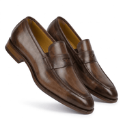 Brown Premium Leather Penny Loafers for Men