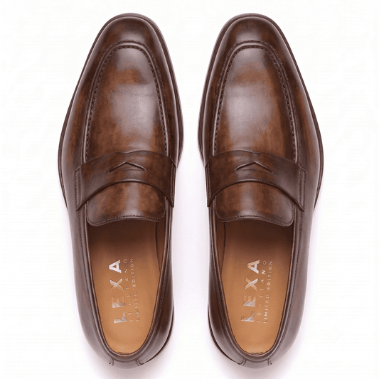 Brown Premium Leather Penny Loafers for Men