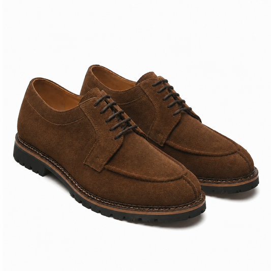 Brown Suede Derby Shoes for Men