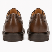 Rear view of brown leather Derby shoes for men