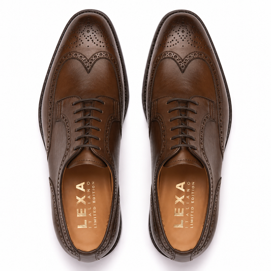 Brown Vegano Longwing Blucher Shoes for Men