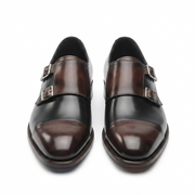 Brown & Black Dual Tone Monk Strap Leather Shoes